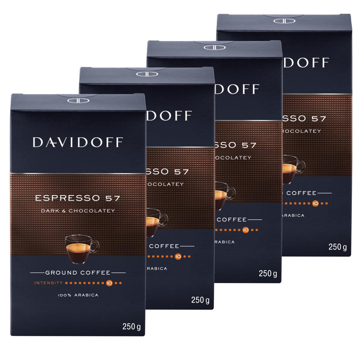 Davidoff Espresso 57 Ground Coffee - Pack Of 4-10/12 Intensity - 250 G X 4
