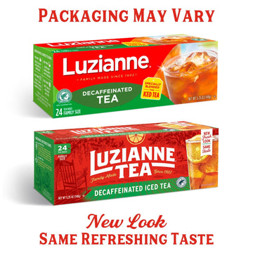 Luzianne Decaffeinated Iced Tea Bags, Family Size, Unsweetened, 144 Bags (6 Boxes of 24), Perfect for Refreshing Southern Iced Tea