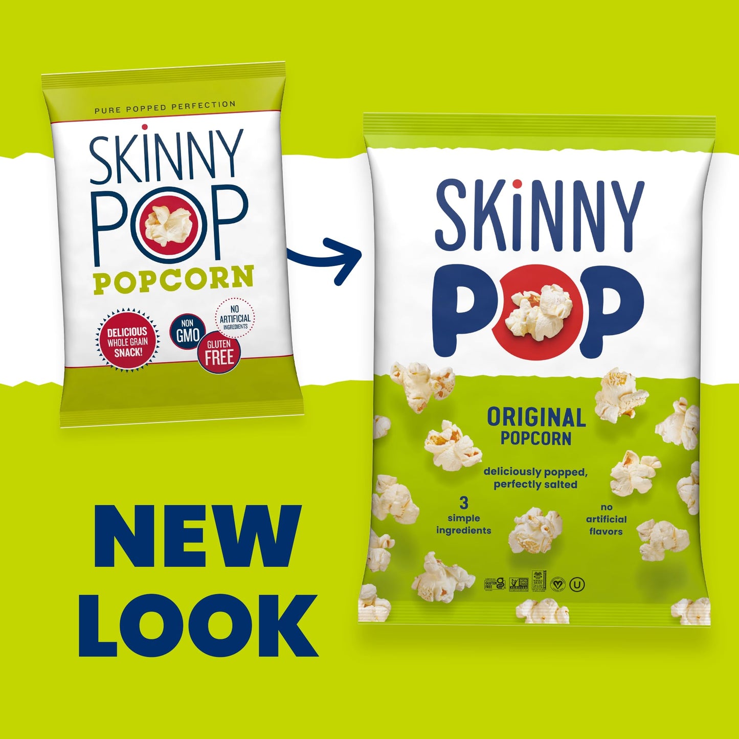 SkinnyPop Popcorn, Original, Whole Grain, Dairy-Free Snack, 8oz Family Size Bag