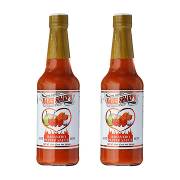 Marie Sharps Hot Habanero Pepper Sauce, 10 oz - Authentic Belizean Hot Sauce with Fresh Red Habanero Peppers (Pack of 2)