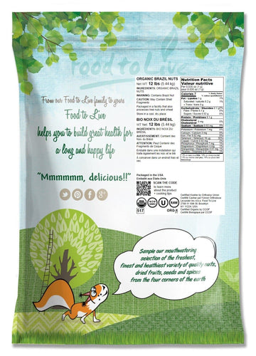 Food to Live Organic Brazil Nuts - Raw, Unsalted, Non-GMO, 12 Pounds, Vegan, Keto, Paleo Friendly, Bulk Snack