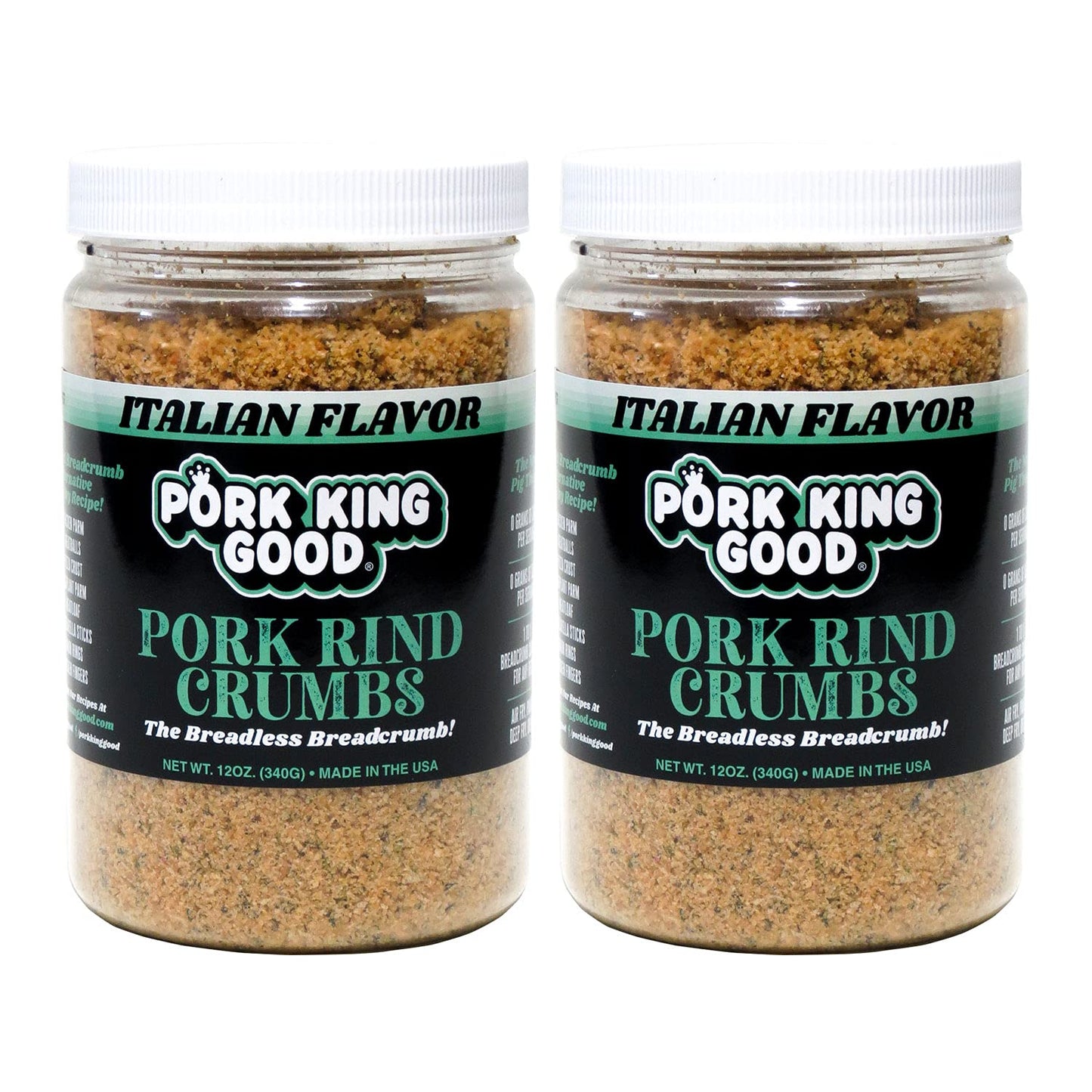 Pork King Good Pork Rind Breadcrumbs, Keto Friendly, Gluten-Free, 2 Pack (Two 12 Oz Jars)