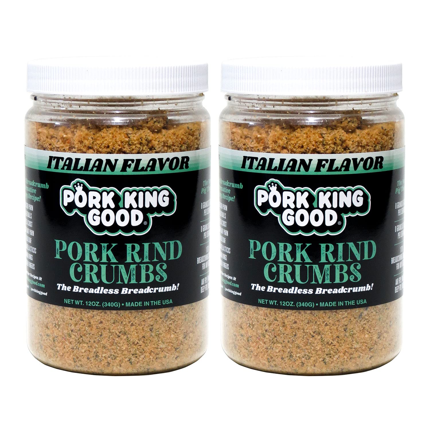 Pork King Good Pork Rind Breadcrumbs, Keto Friendly, Gluten-Free, 2 Pack (Two 12 Oz Jars)