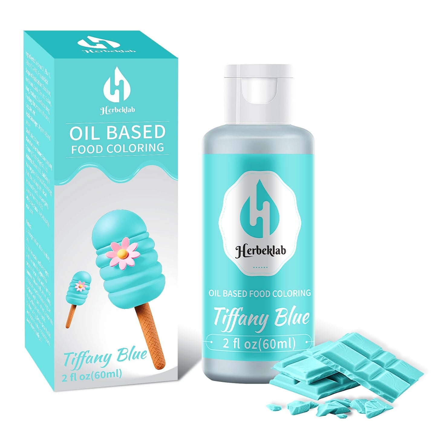 Herbeklab Tiffany Blue Oil Based Food Coloring for Chocolate 60ml Concentrated Dye for Candy Melts and Cake Pops