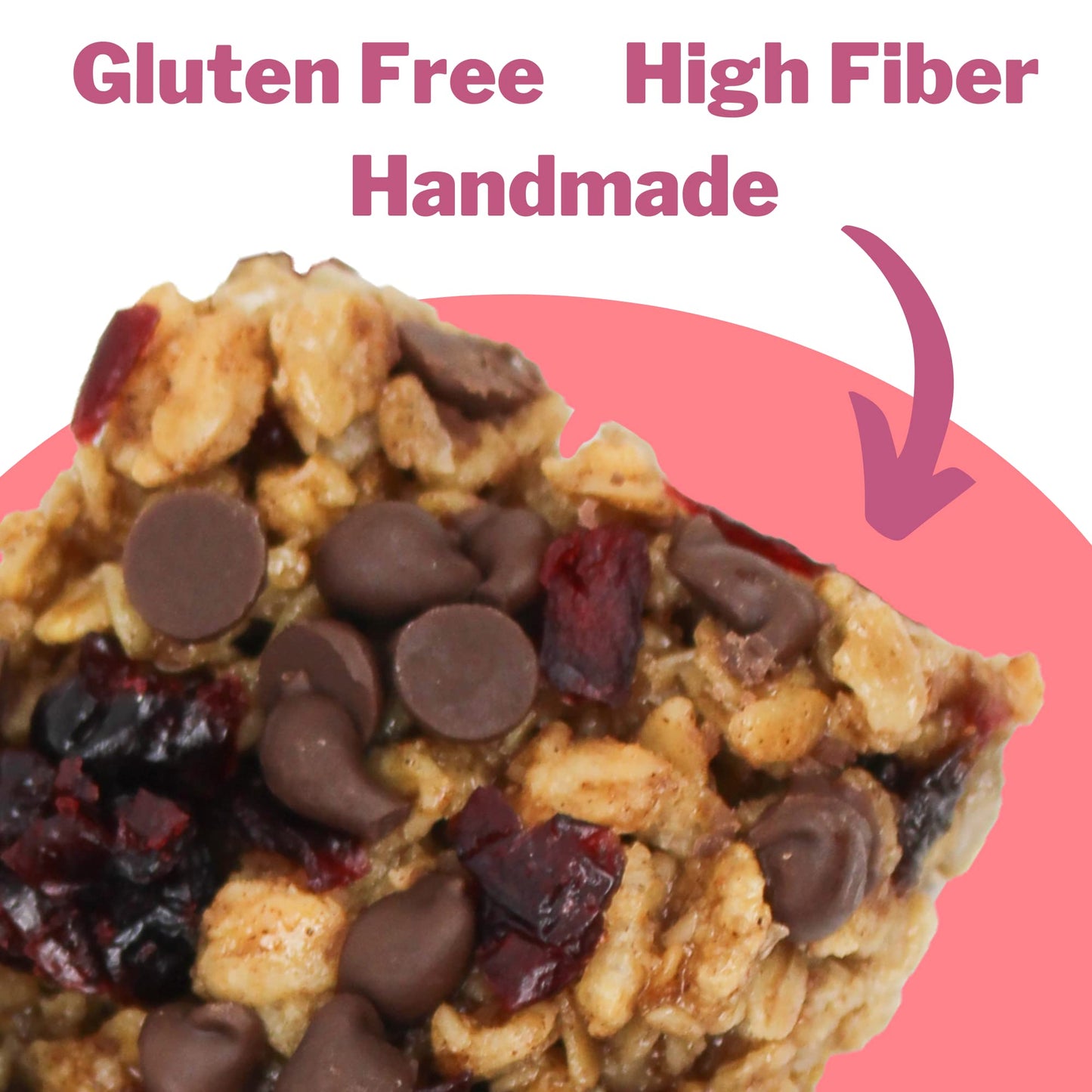 Lenka Handmade Craft Granola Bars - Cranberry Chocolate Gluten Free High Fiber - Nutritious Snack Bar With Organic Granola - 12