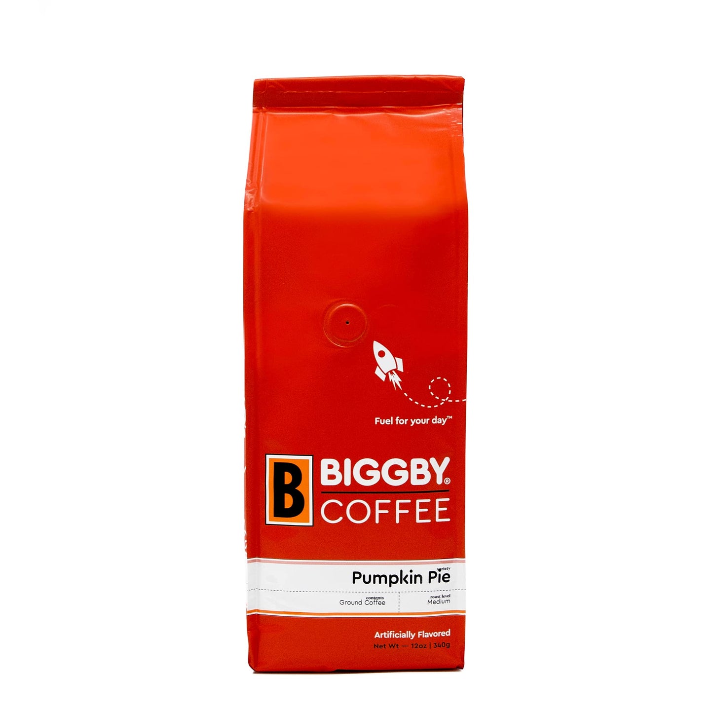 BIGGBY Pumpkin Spice Flavored Ground Coffee, Medium Roast, 12 oz Vacuum Sealed Bag