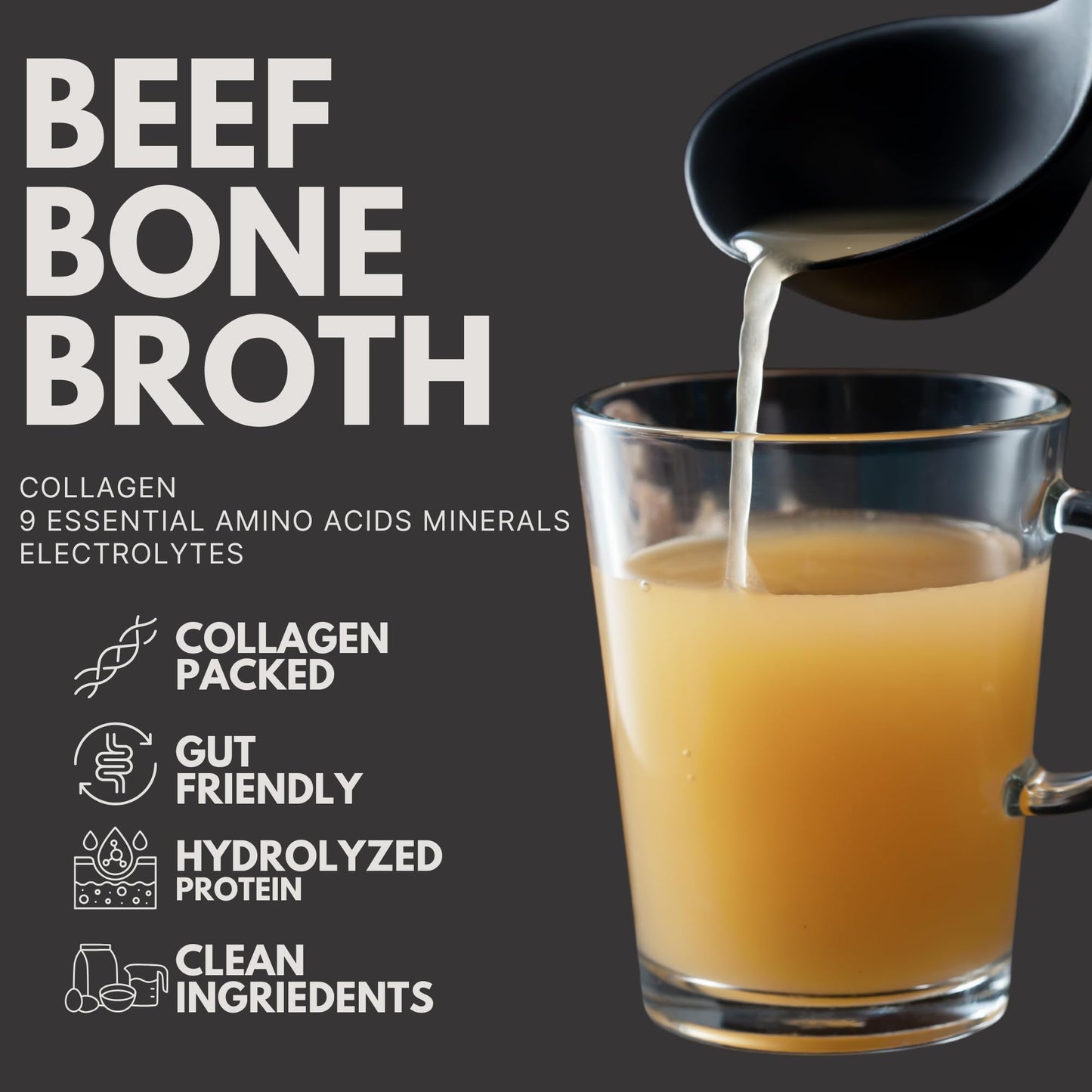 Ketostat Bone Broth Protein Powder, Grass-Fed Beef, 12 Pack (0.64 oz each), 18g Hydrolyzed Collagen, Electrolytes, Amino Acids