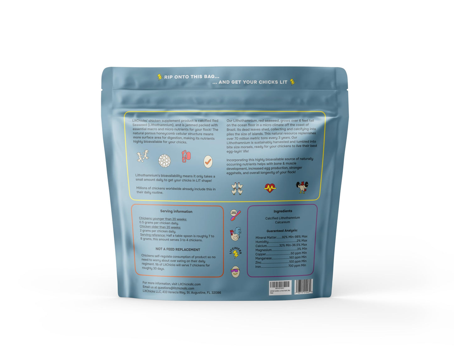 LitChicks Calcified Seaweed for Laying Chickens - Crushed Oyster Shell Alternative - Highly Digestible - Single Ingredient - Hel