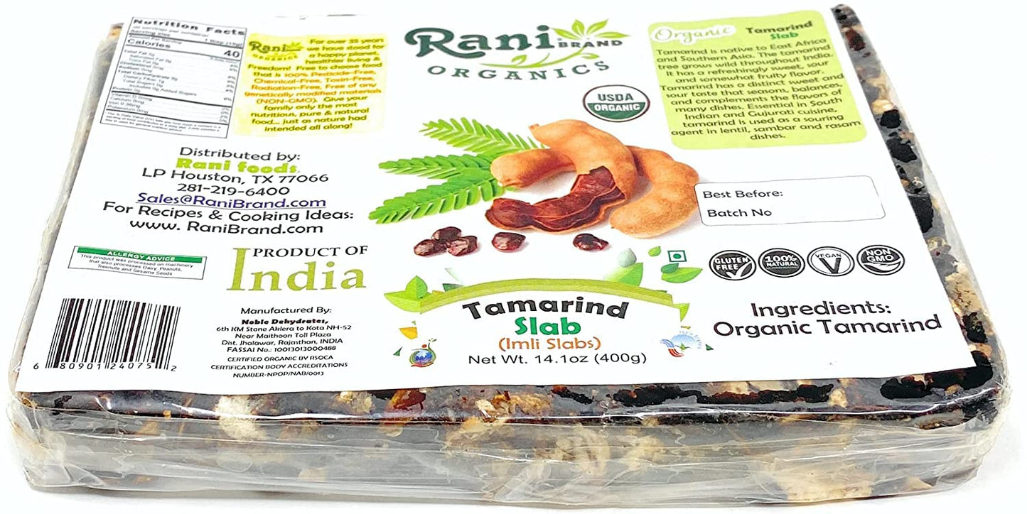 Rani Organic Tamarind Slabs (Imli Slabs) 14oz (400g) ~ All Natural | No added sugar | Vegan | Gluten Free | NON-GMO | Indian Ori