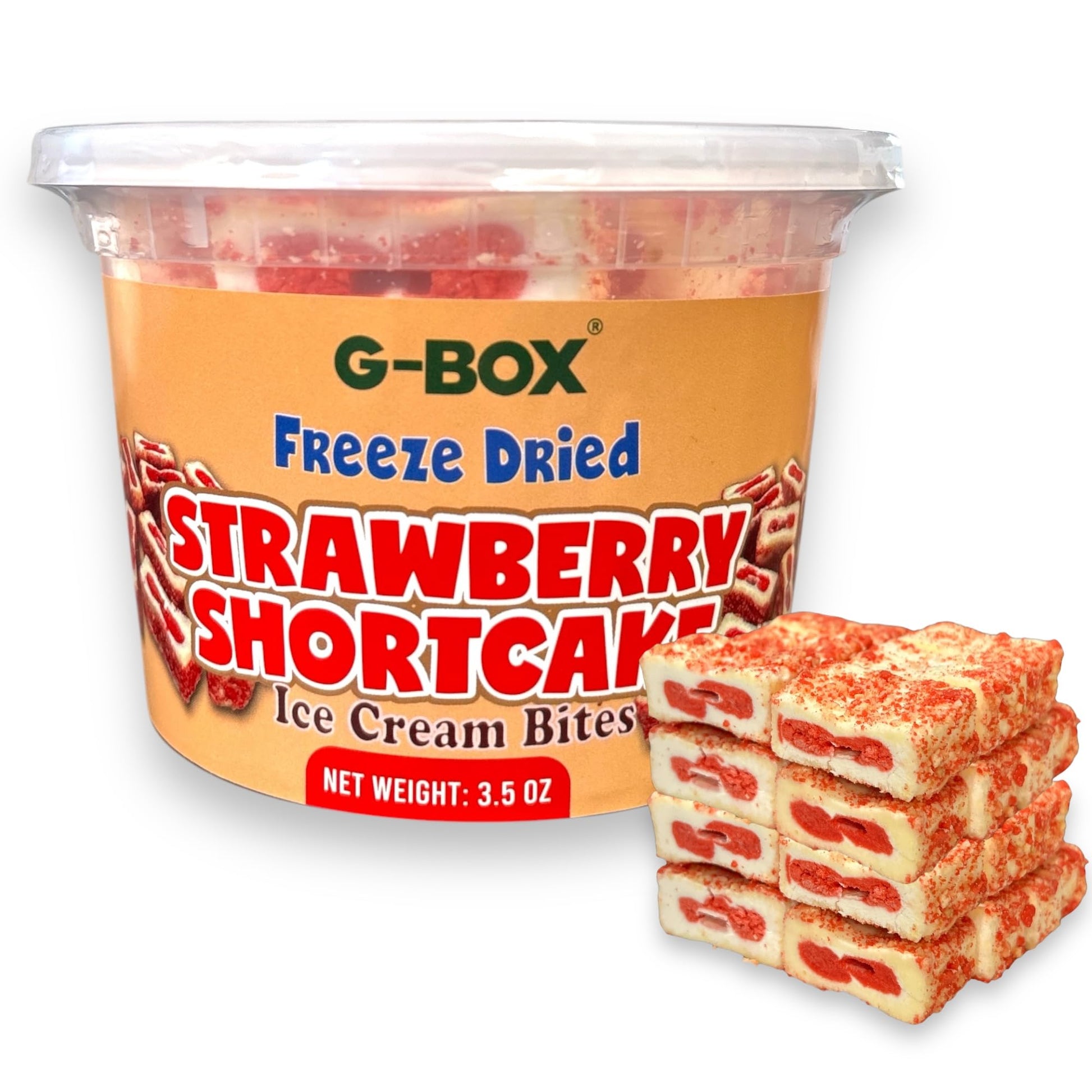 G-BOX Freeze Dried Ice Cream Bites - Crunch Strawberry Shortcake - 3.5 OZ - Perfect for Camping and Outdoor Fun