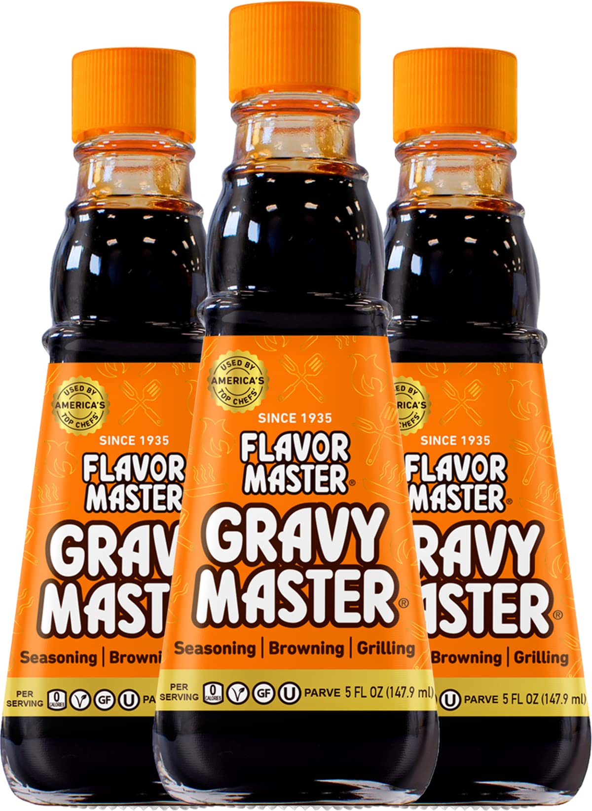 Roses Brands Gravy Master Grilling Sauce - Vegetarian, No Gluten - 5 Fl Oz (Pack of 3) - Kosher, Pareve - Made in the USA