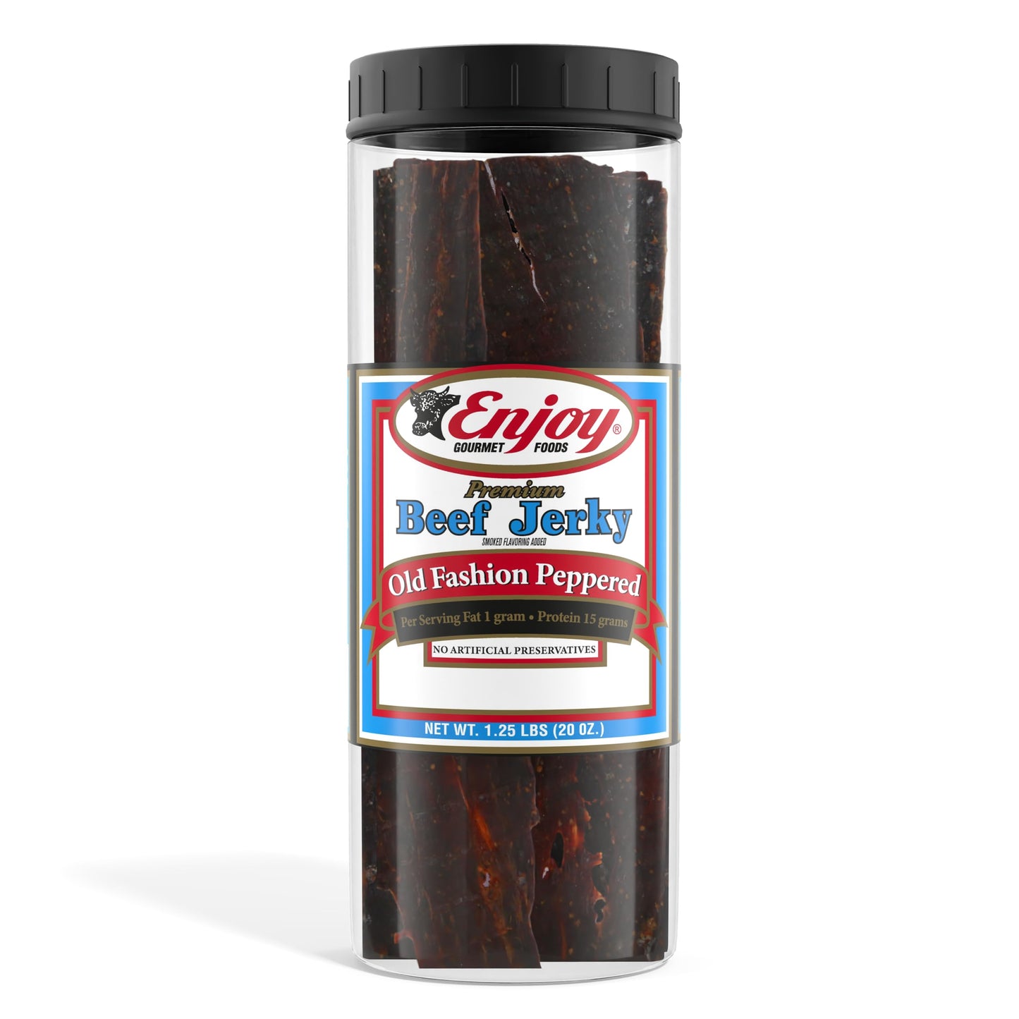 Enjoy Beef Jerky Old Fashion Peppered | 20 Oz (Pack Of 1) | 32 Count | Traditional Style | Usa Made | High Protein | Low Fat | Z