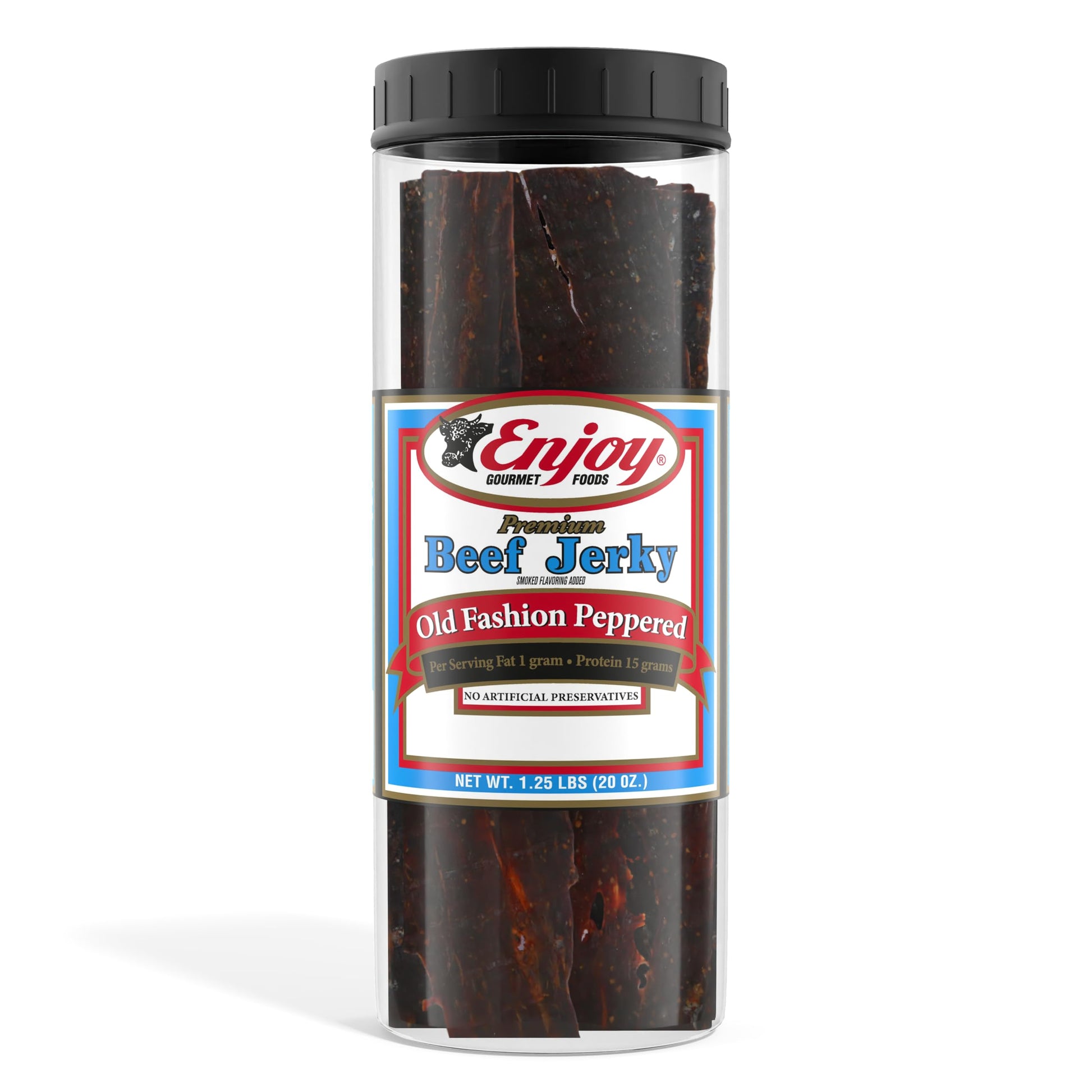 Enjoy Beef Jerky Old Fashion Peppered | 20 Oz (Pack Of 1) | 32 Count | Traditional Style | Usa Made | High Protein | Low Fat | Z