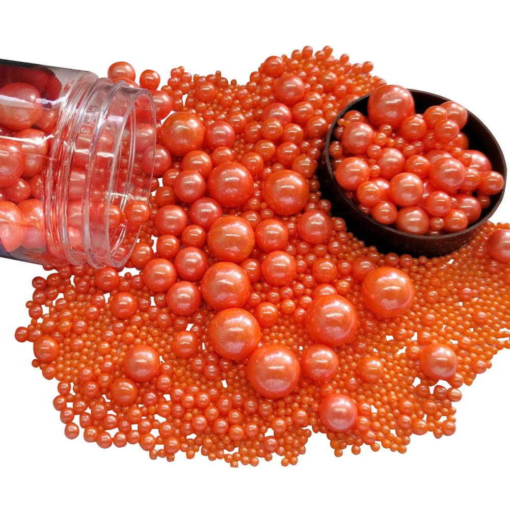 Edible Orange Sugar Pearls Candy Sprinkles 120G/ 4.23Ounce Baking Cake Sprinkles Cupcake and Cake Topper Cookie Decorations Wedd
