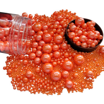 Edible Orange Sugar Pearls Candy Sprinkles 120G/ 4.23Ounce Baking Cake Sprinkles Cupcake and Cake Topper Cookie Decorations Wedd