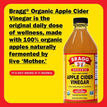 Bragg Organic Apple Cider Vinegar, Raw & Unfiltered, 16 fl oz, 1 Pack, Model 62453