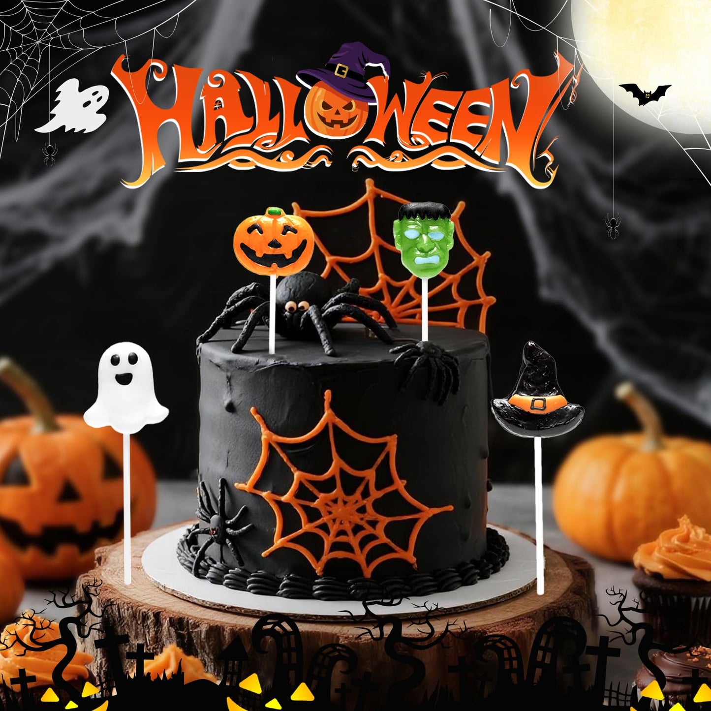 LIDATREE Halloween Lollipop Suckers, Individually Wrapped, 24-PCS, Pumpkin Candy for Goody Bags