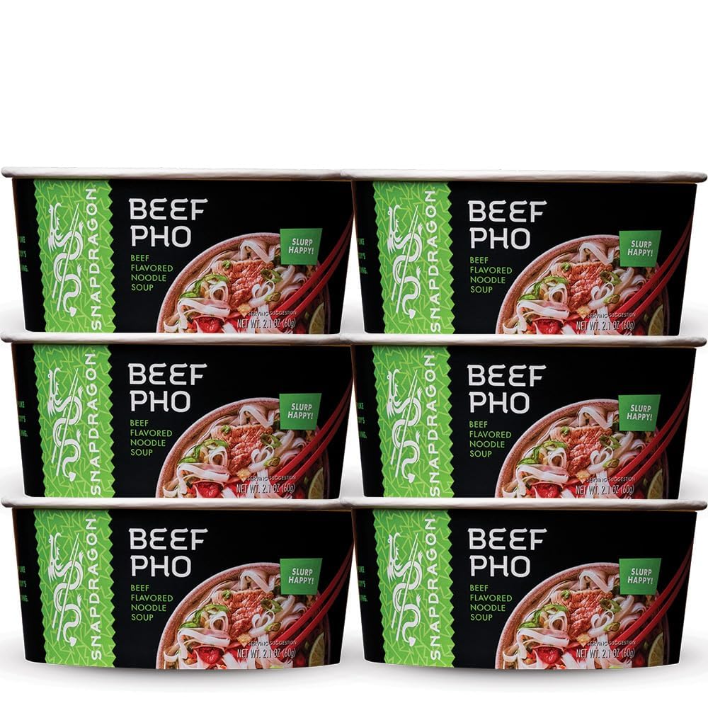 Snapdragon Beef Pho, Beef Flavored Noodle Soup Bowl, 2.1 Ounce (Pack of 6)