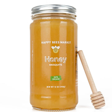 Happy Bees Market Mesquite Honey - Pure, Raw, and Unfiltered | 100% Organic Arizona Mesquite Honey
