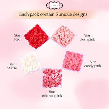 Confect Star Sprinkles | Sprinkle For Baking, Cookie & Cake Decorative | Baby Shower Sprinkles | Pink, White & Red Sprinkle | Ed