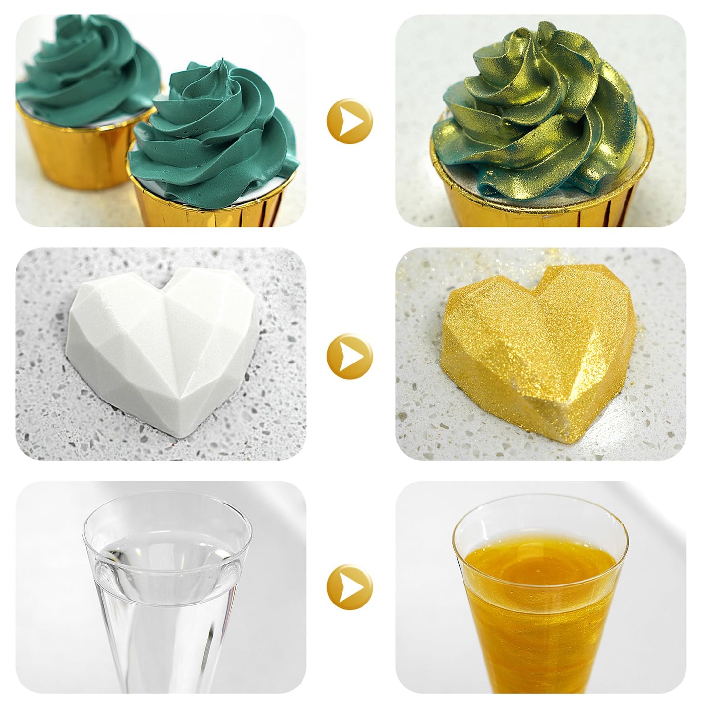 Edible Glitter Spray - Gold White Silver Luster Dust For Drinks, For Baking, Cake, Fondant, Chocolate, Candy, Icing, Dessert Dec