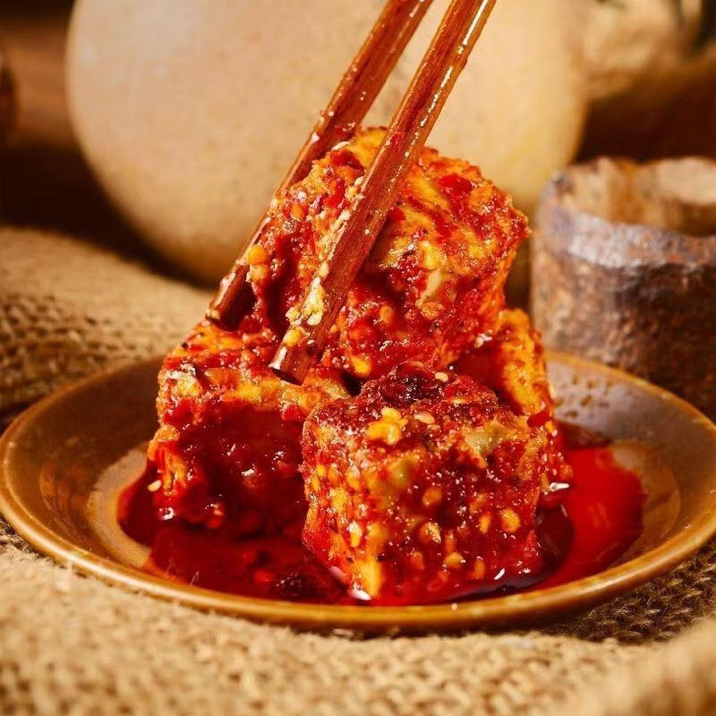 GCYYSIQS Traditional Fermented Bean Curd, Spicy Red Tofu for Hot Pot, 120g/4oz, 2 Packs