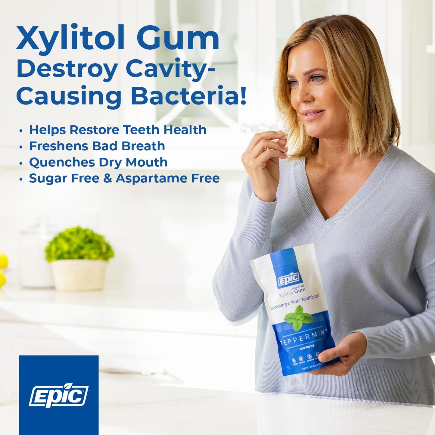Epic 100% Xylitol Gum, 500 Pieces Individually Wrapped - Aspartame Free, Sugar Free Remineralizing Gum (Bubblegum, Cinnamon, Fre