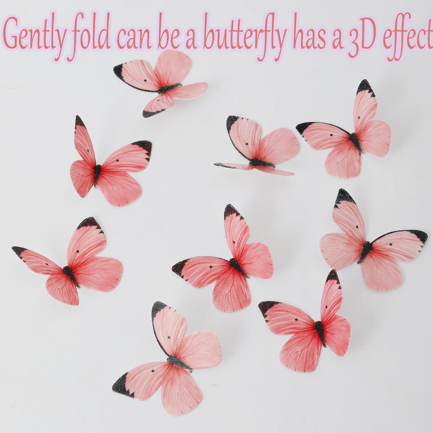 50Pcs Edible Butterflies For Cake Decorating Pink Butterfly Cake And Cupcake Toppers Small Pastel Wafer Paper Butterfly Decor Fo