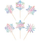 ZHUOWEISM Snowflake Cupcake Toppers - 36 PCS Glitter Winter Theme Picks, Small, Bamboo, Blue