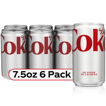 Diet Coke Soda, 7.5oz Mini Can (Pack of 6) - Carbonated Soft Drink, Model 049000161052
