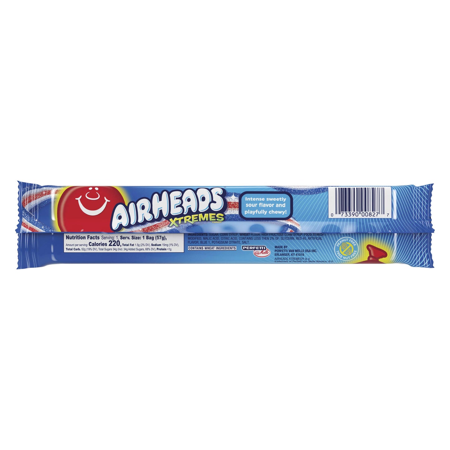 Airheads Candy Xtremes Sweetly Sour Belts, Bluest Raspberry, 2 Ounce (Pack of 18), Pink, Model 73390008277