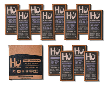 Hu Chocolate Bars | 12 Pack Almond Crunch Chocolate | Natural Organic Vegan, Gluten Free, Paleo, Non GMO, Fair Trade Dark Chocol