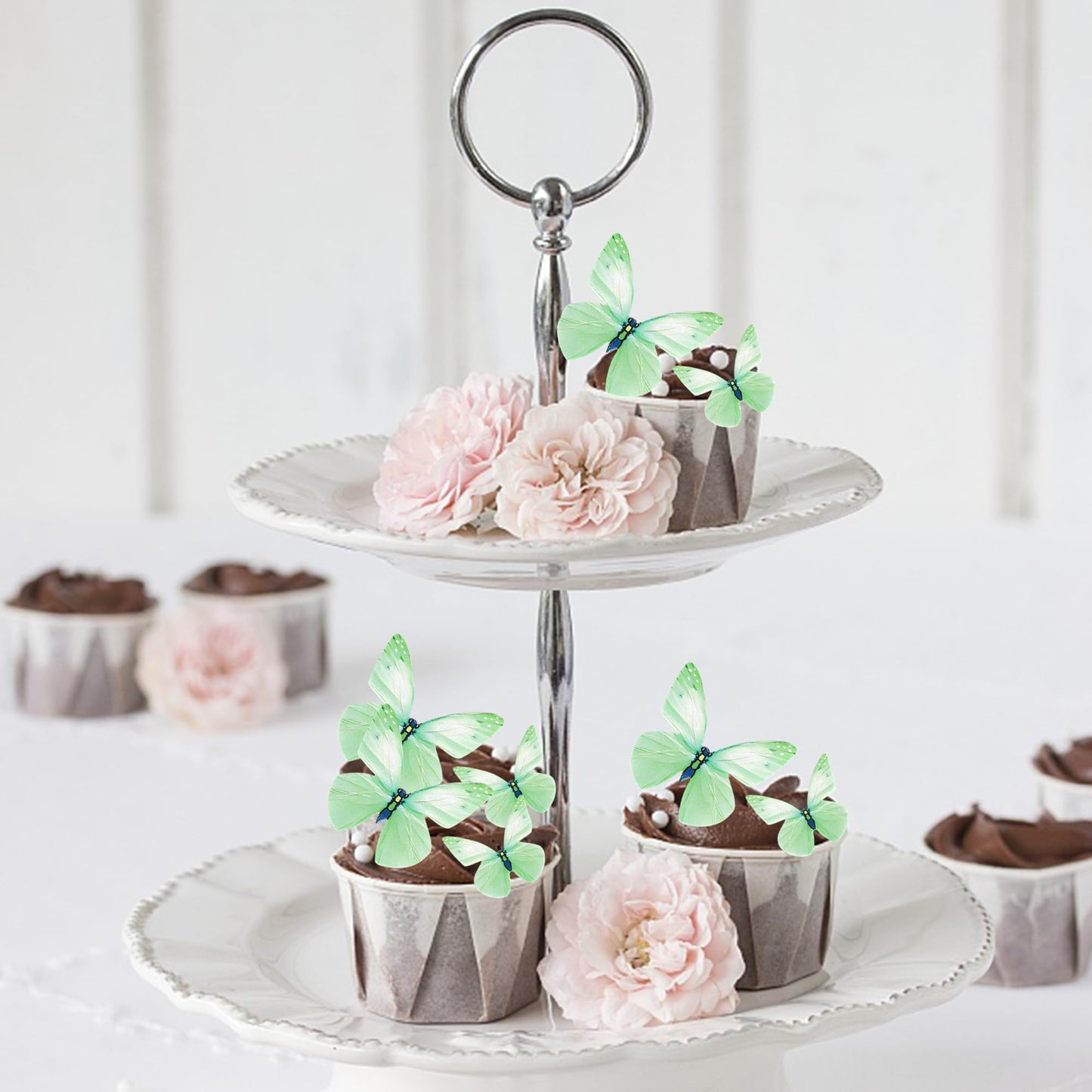 ZHUOWEISM 72PCS Edible Butterfly Cupcake Toppers Paper Decorations Green