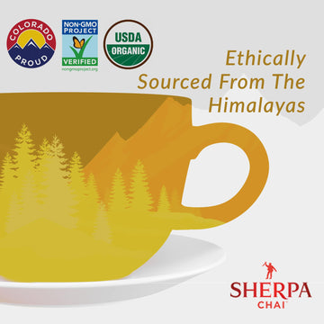 Sherpa Chai Spicy,Turmeric Ginger Organic Chai Tea Concentrate,128 Oz- Himalayan Black Tea Concentrate W/Freshly Pressed Ginger-