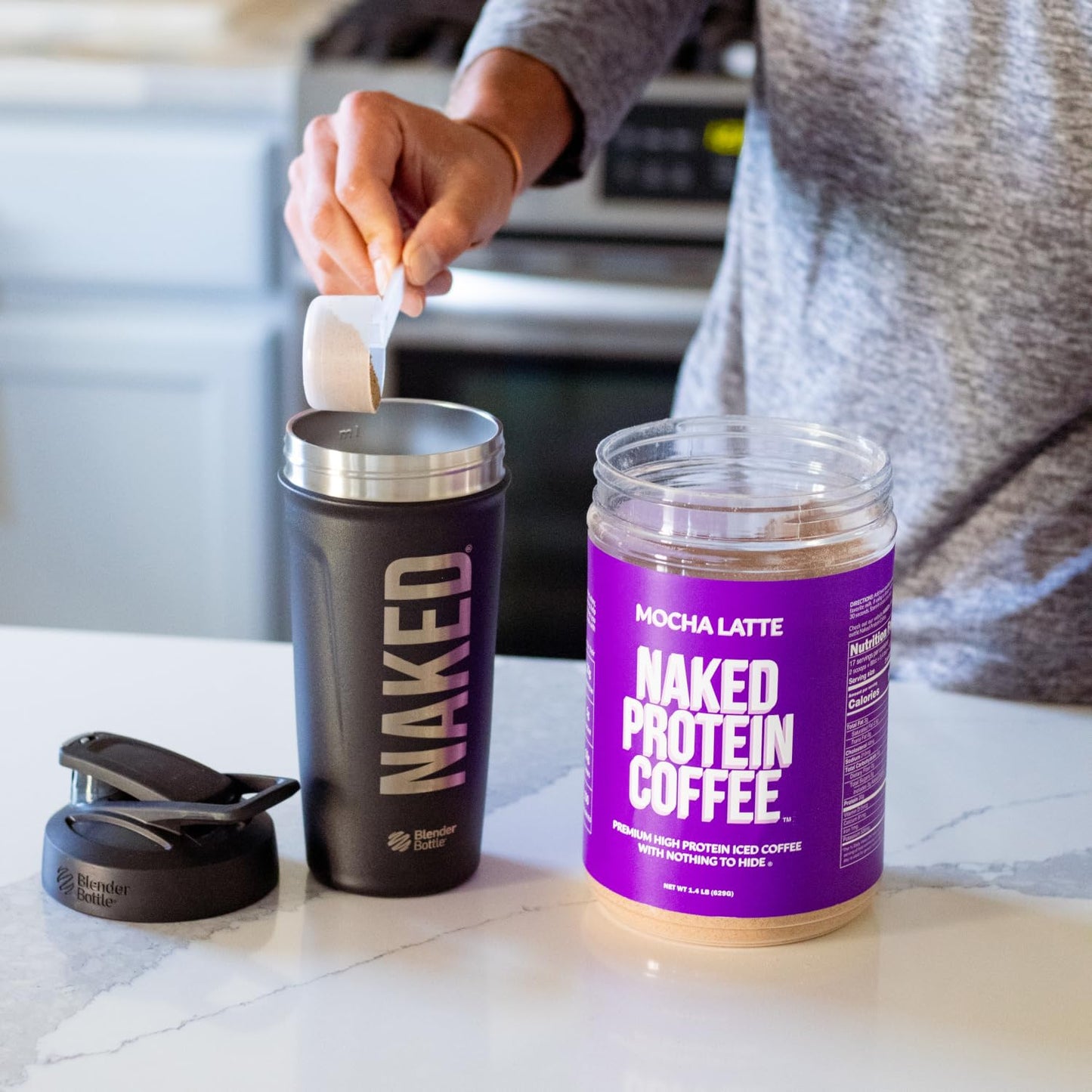 Naked Nutrition Mocha Latte Protein Coffee - Instant Protein Shake, Gluten Free, 17 Servings