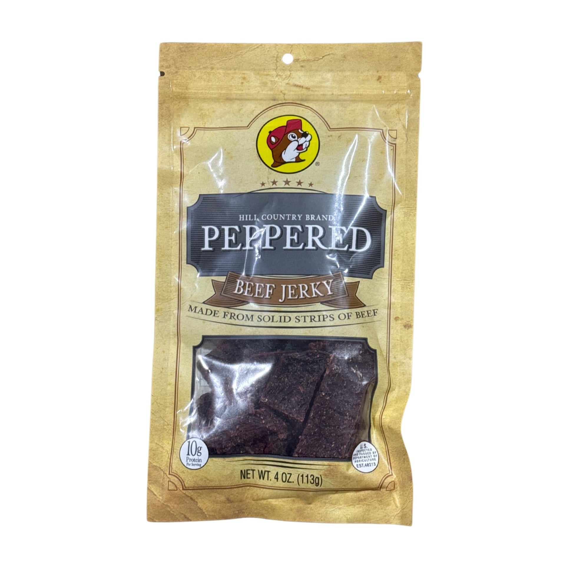 Buc-Ees Smoked Peppered Beef Jerky – 100% Lean, Dried & Tender Beef – 10G Protein Per 4 Ounce Bag For Paleo & Carnivore Diet Snacks – Perfect Meat Jerky Gift For Men & Women