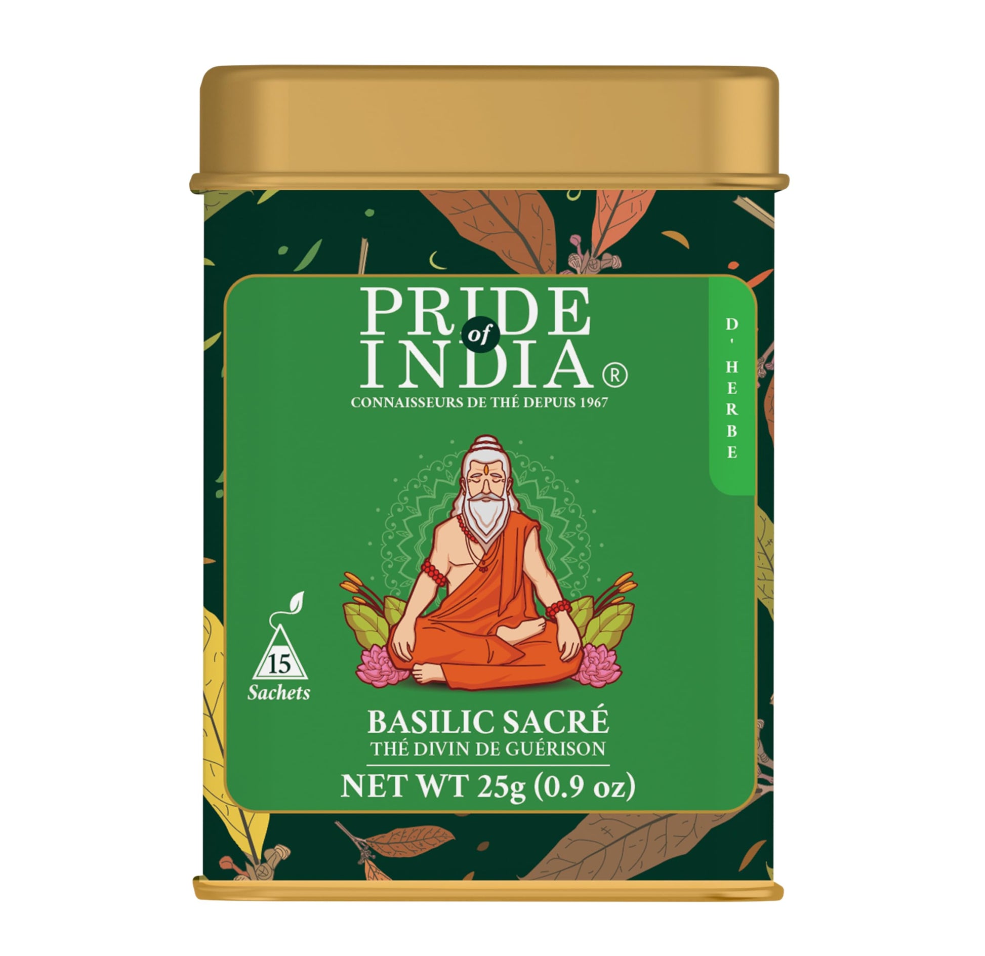 Pride Of India - Natural Holy Basil (Divine Healing Tea), PACK of 1-15 Tea Bags