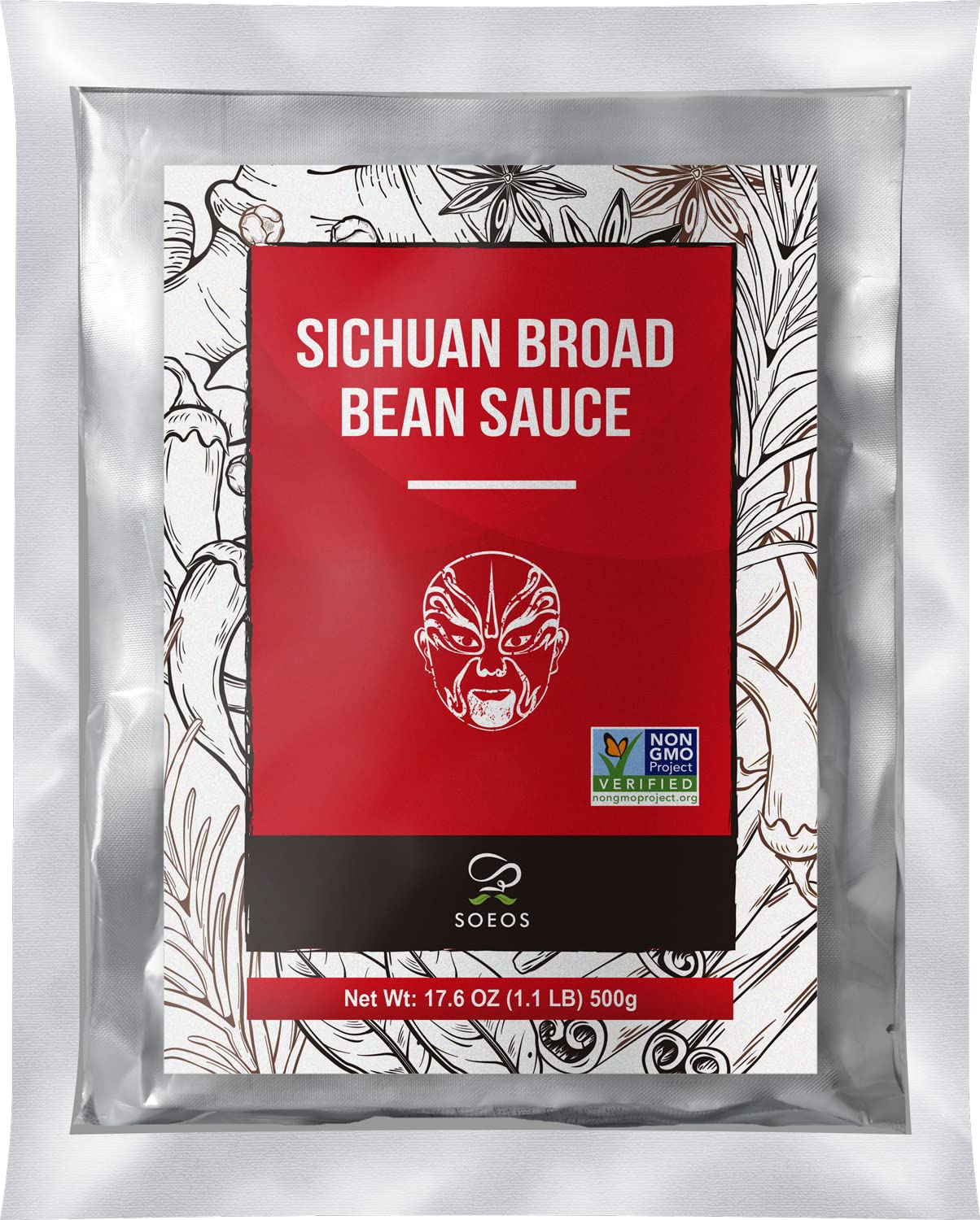 Soeos Sichuan Pixian Boad Bean Paste, Pixian Doubanjiang Chili Paste, Hong You Dou Ban With Red Chili Oil, Soybean Paste, 1 Lb (2 Indivisual Packs Included), (Soeos-P)