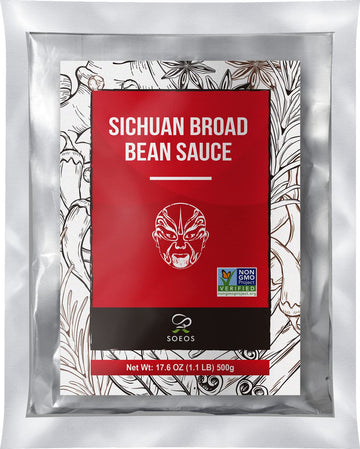 Soeos Sichuan Pixian Boad Bean Paste, Pixian Doubanjiang Chili Paste, Hong You Dou Ban With Red Chili Oil, Soybean Paste, 1 Lb (2 Indivisual Packs Included), (Soeos-P)