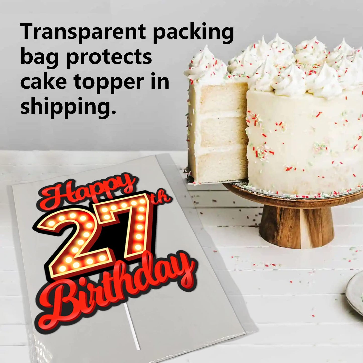 Happy 27Th Birthday Cake Topper Fluorescent Flashing Night Out Hen Movie Nightclub Theme Decor Supplies Woman Man Happy Birthday
