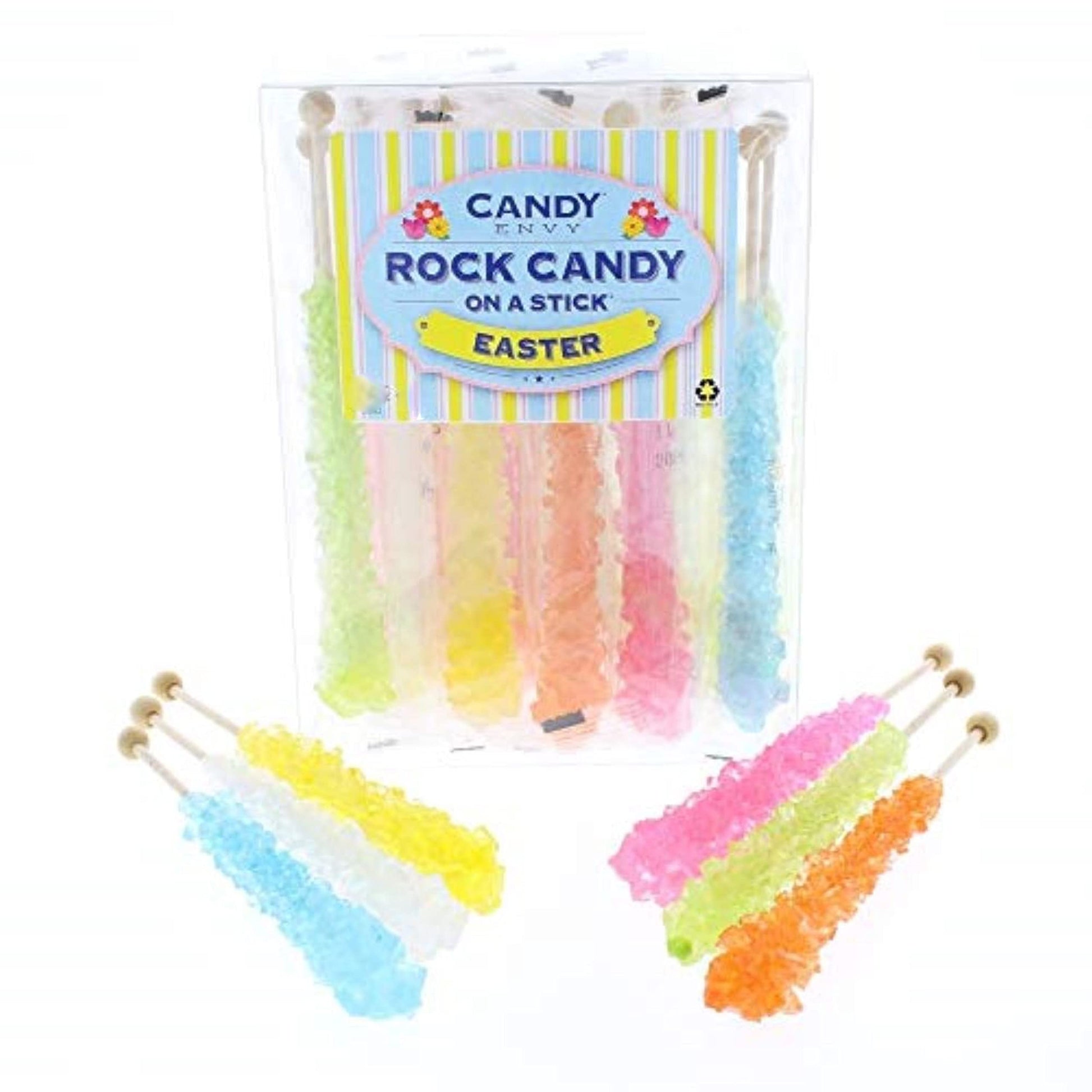 Candy Envy - Easter Rock Candy Sugar Sticks - 18 Individually Wrapped Treats - Pastel Colors