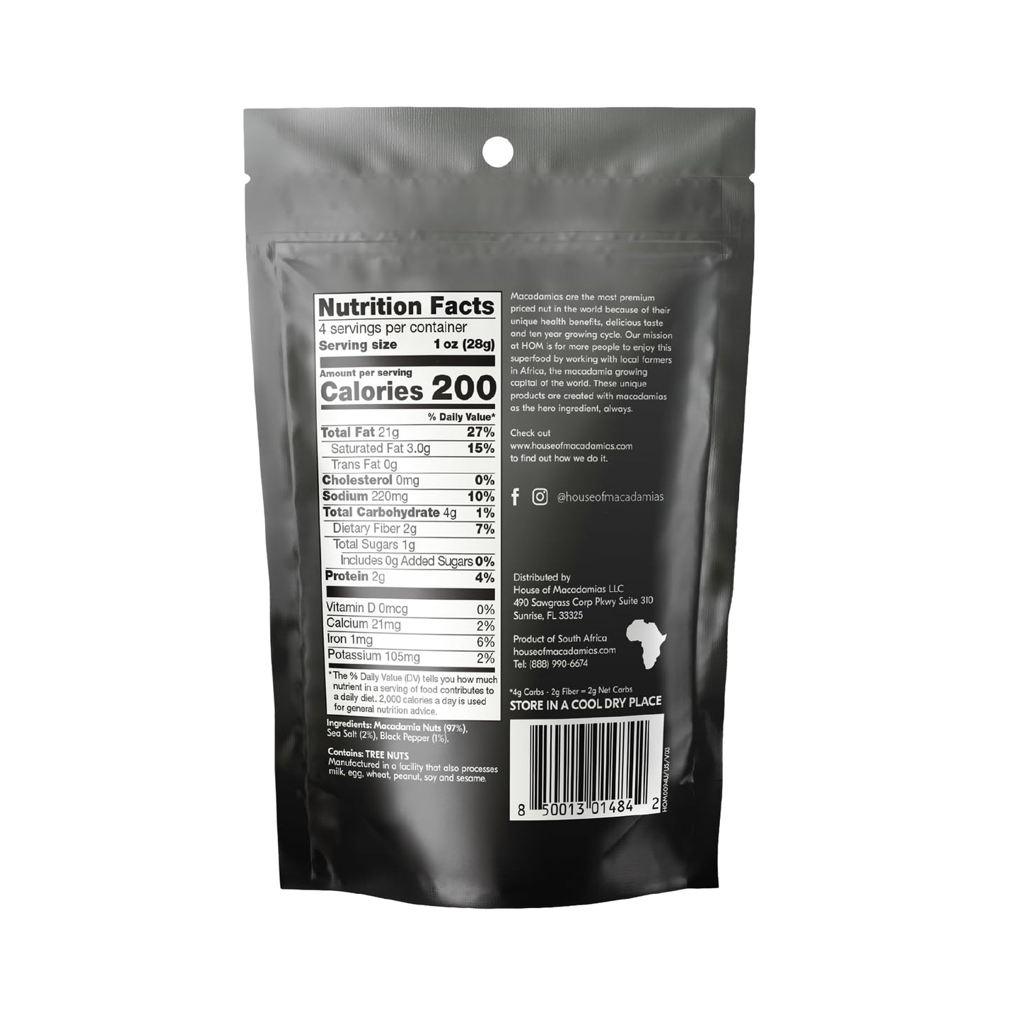 House Of Macadamias Premium Seasoned Macadamia Nuts, Namibian Sea Salt & Cracked Pepper, Zero Sugar, Bulk Nuts, Keto, Vegan, Pal