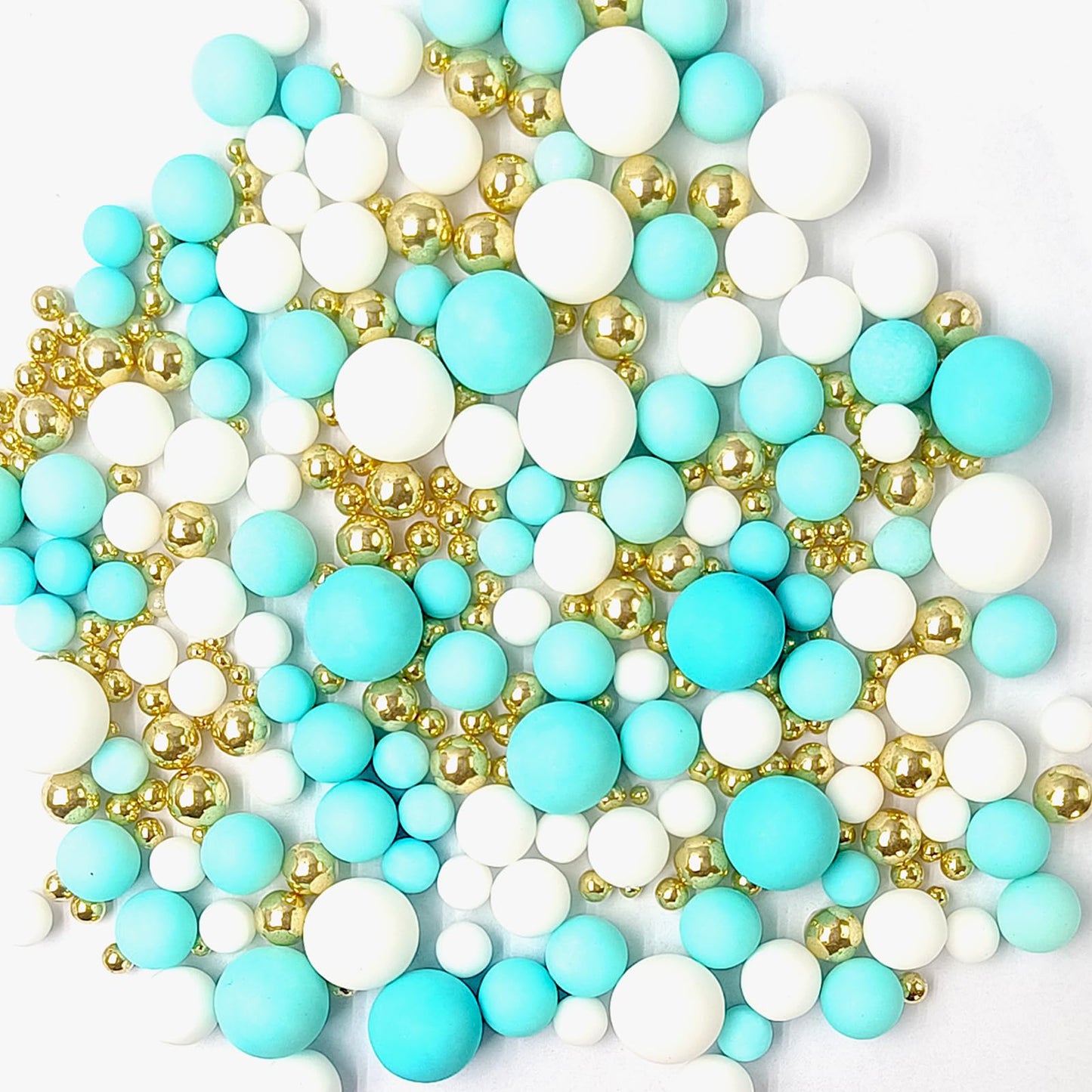 Edible Blue White And Gold Pearl Sprinkles 142G/5.01Oz Mixed Color Size Pearl Sprinkles For Cake Decorating Candy Baking Decorat