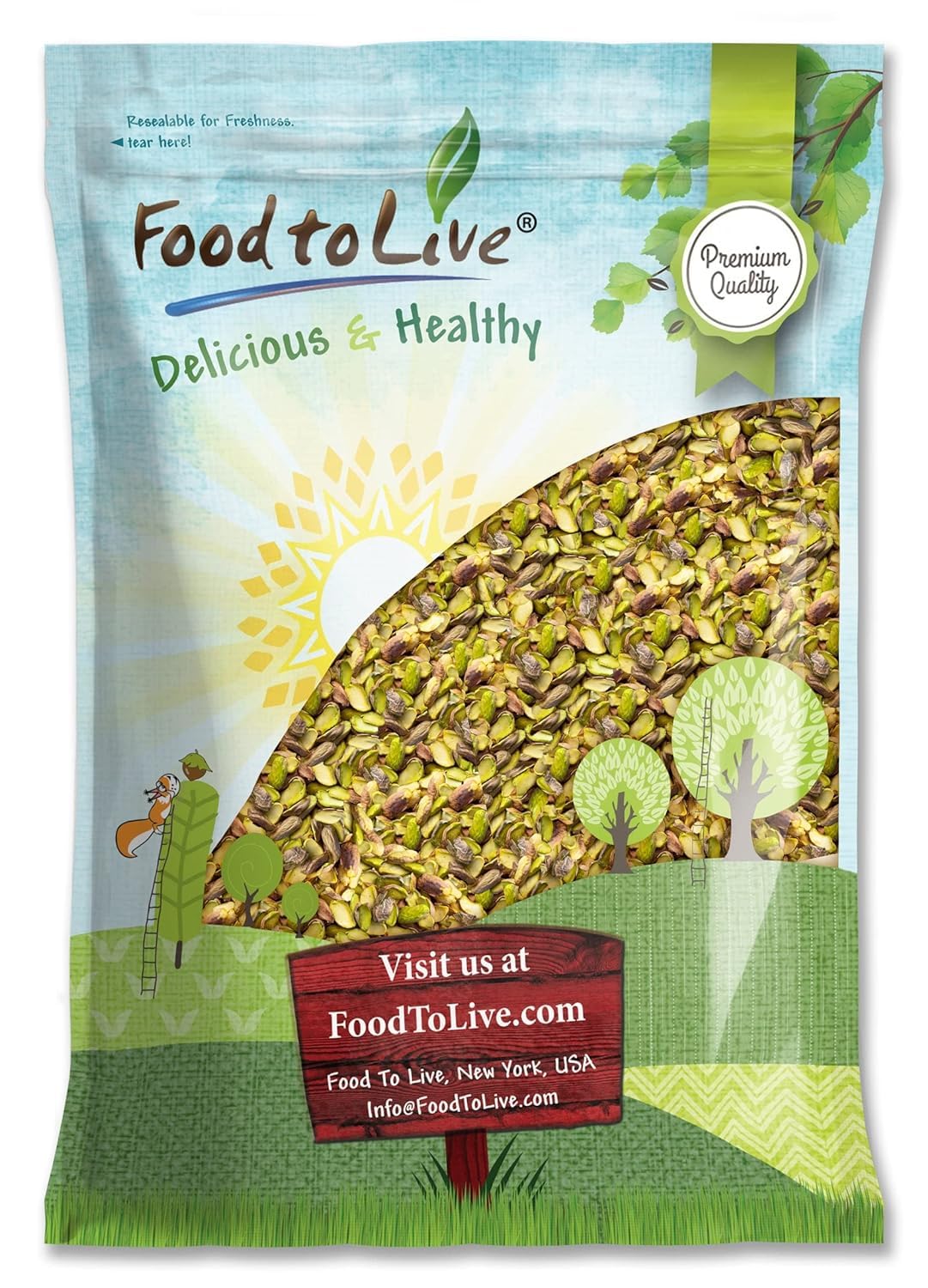 Food to Live California Pistachio Halves, Raw Unsalted Nuts, 5 Pound Bulk, Vegan Snack