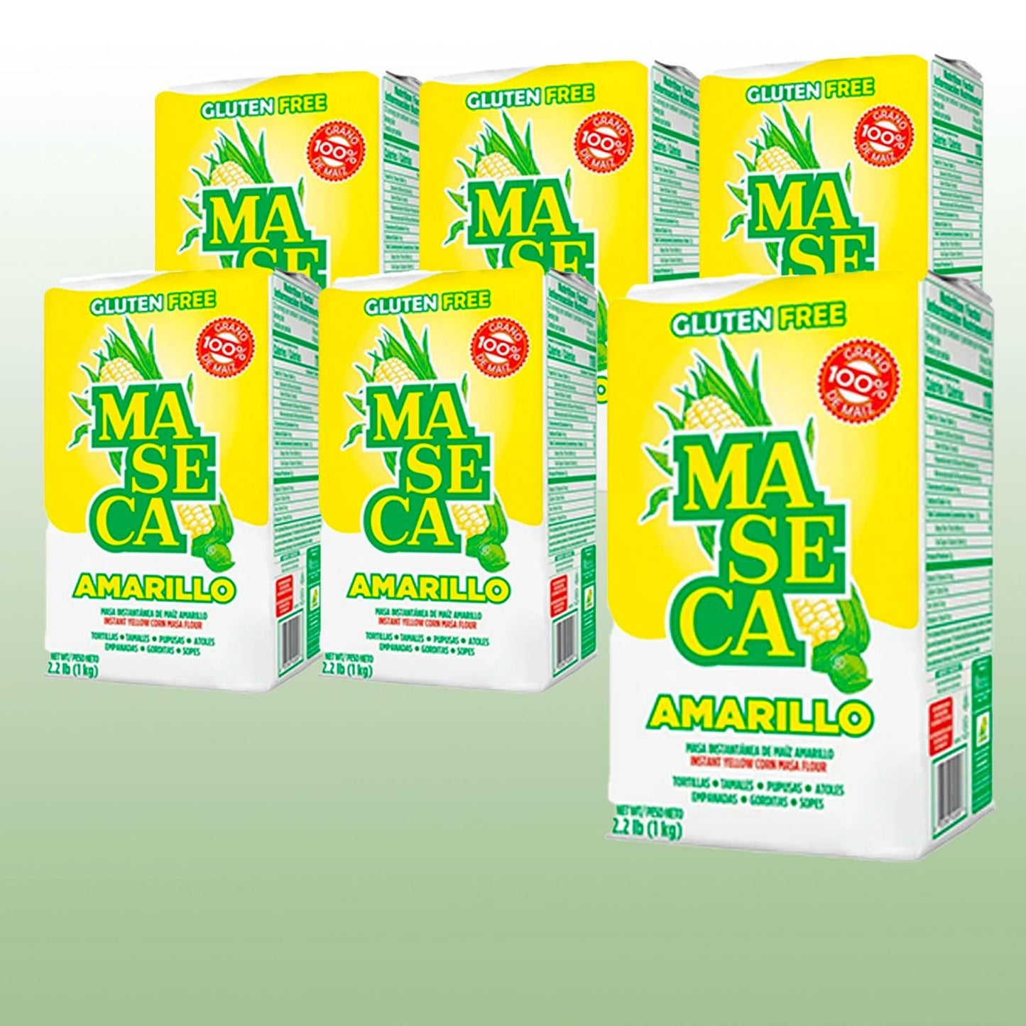Maseca Amarillo Gluten Free Harina De Maiz (Corn Flour) 2 Lbs Bag 6 Pack