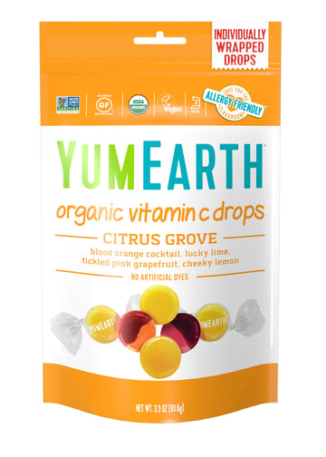 YumEarth Organic Citrus Grove Vitamin C Drops, 3.3 Ounce (Pack of 6) - Allergy Friendly, Non GMO, Gluten Free, Vegan (Packaging May Vary)