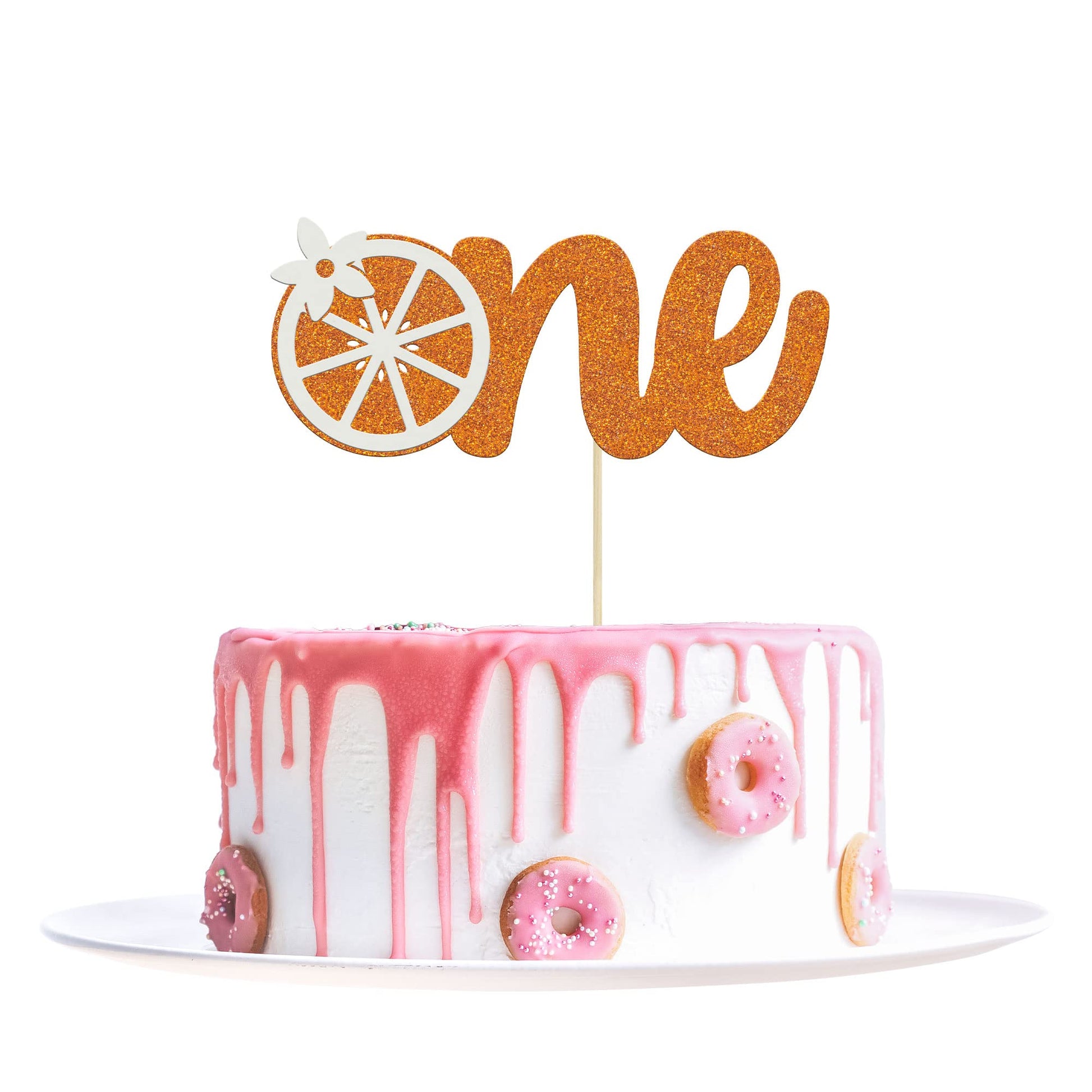 1Pc Little One Cake Topper Glitter Orange First Birthday Cake Pick Decorations For Citrus Fruit Theme Baby Shower Kids Birthday