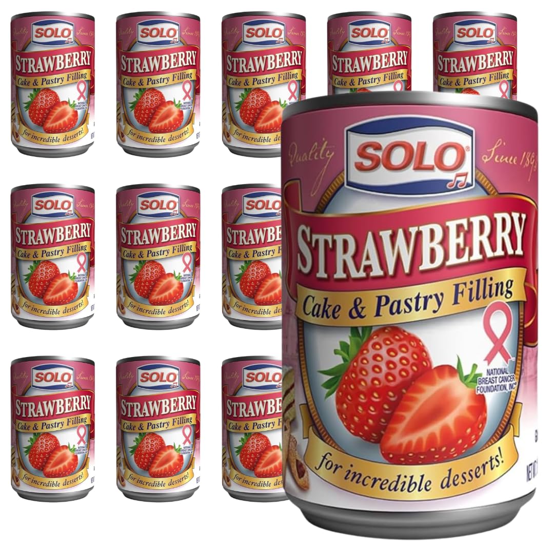 Solo Cake & Pastry Filling, Strawberry, 12 Ounce (Pack Of 12) | Gluten-Free, Kosher Certified