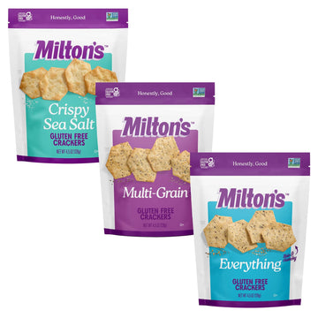 Miltons Gluten Free Crackers Variety Bundle (Crispy Sea Salt, Multi-Grain, Everything) - Non-GMO Project Verified, Kosher, Certi