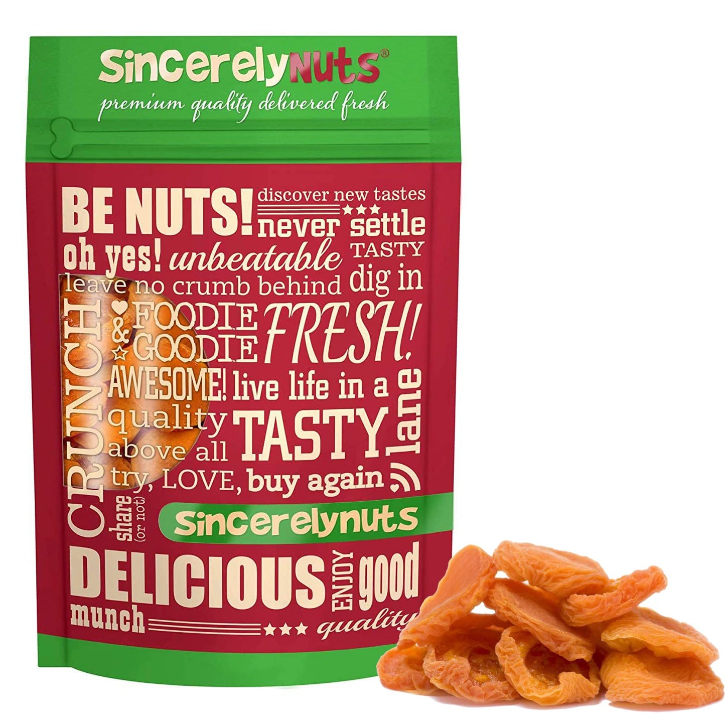 Sincerely Nuts - Dried Jumbo California Apricots | Two Lb. Bag | Dehydrated | Sweet Gourmet Snacking Food | Kosher and Gluten Fr